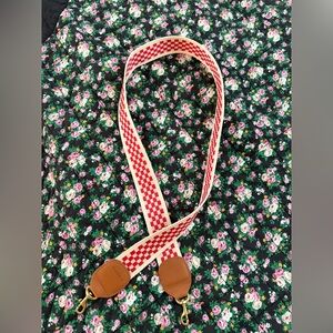 CLARE V. Red and Cream Checkered Crossbody Strap * Sold Out